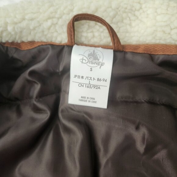 Disney Store Captain Marvel Brown Faux Leather Bomber Jacket Patch Small Unisex - Picture 9 of 16